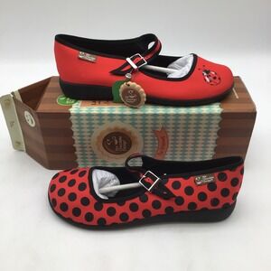Hot Chocolate Design Mary Jane Shoes Red Ladybug Polka Dot Vegan US 8 NEW